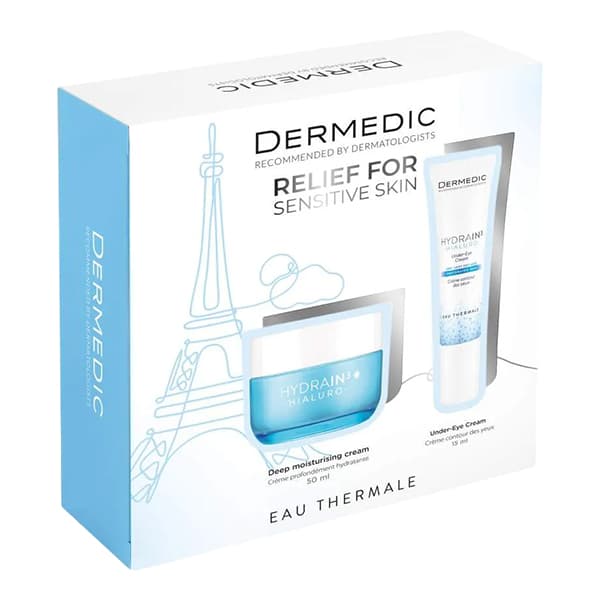 Dermedic Hydrain3 Ultra hidratantni kremasti gel za lice 50 ml + krema za područje oko očiju 15 ml SET