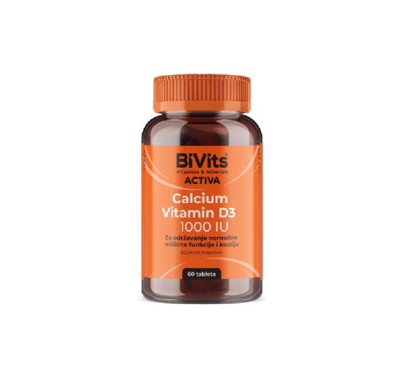 BIVITS Calcium + Vitamin D3 1000IU tablete a 60
