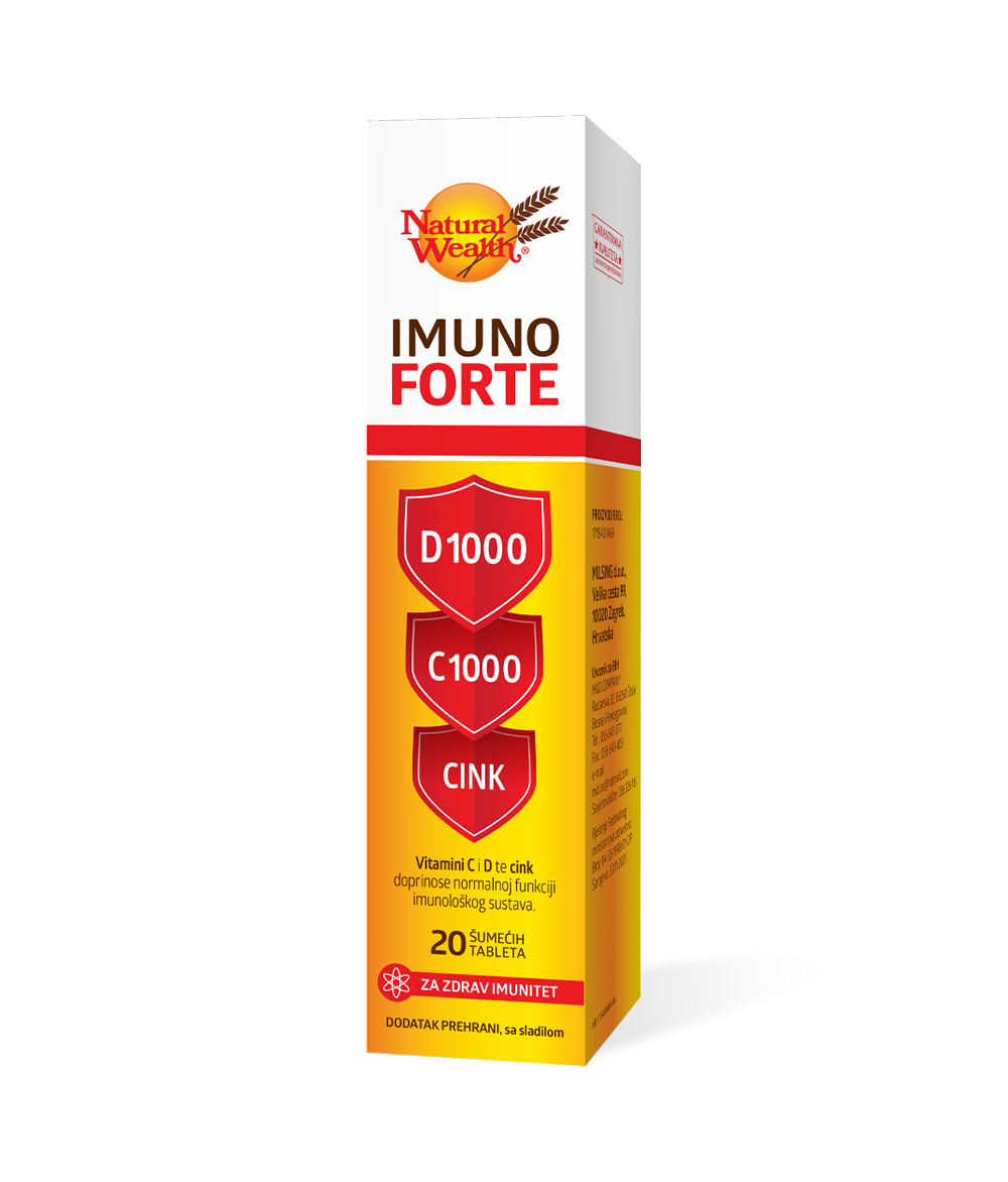 NATURAL WEALTH Imuno Forte D 1000 C 1000 Cink šumeće tablete a 20
