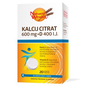 NATURAL WEALTH Kalcij citrat 600mg + D 400 IU šumeće tablete a 20