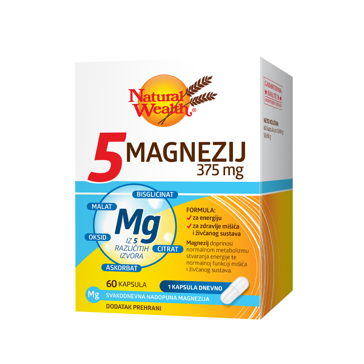 NATURAL WEALTH 5 MAGNEZIJ 375mg kapsule a 60