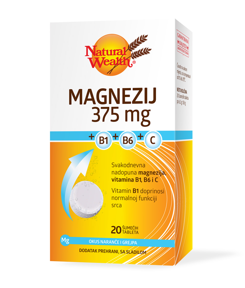 NATURAL WEALTH Magnezij 375mg +B1+B6+C šumeće tablete a 20