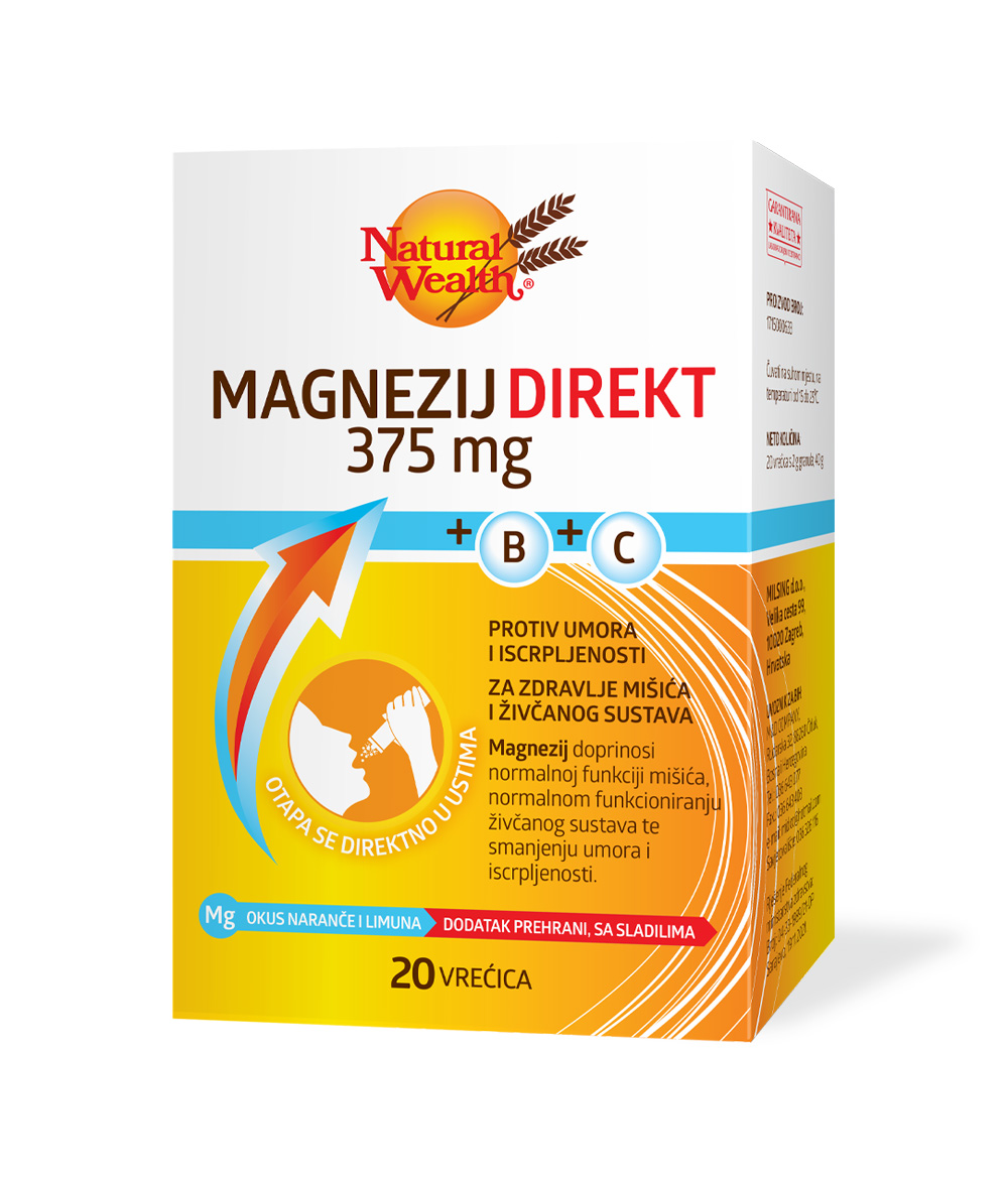 NATURAL WEALTH Magnezij 375mg +B+C vrećice a 20