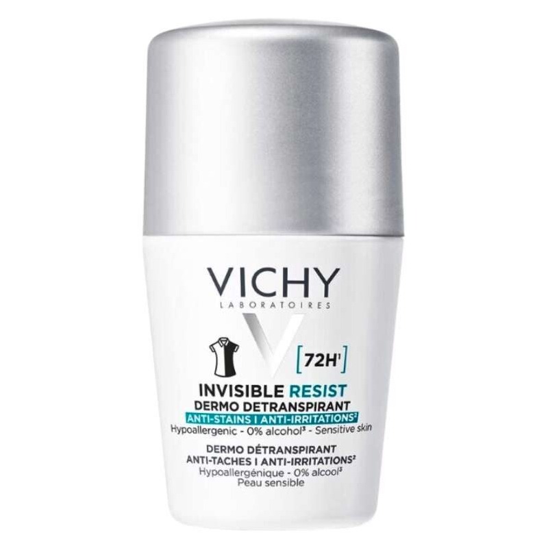VICHY Deo Roll on 72h invisible resist protiv mrlja i nadraženosti 50 ml (sivi poklopac)