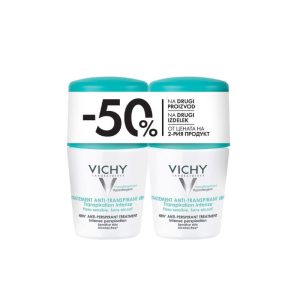 VICHY Deo Roll on 72h invisible za regulaciju prekomjernog znojenja 2×50 ml (zeleni poklopac) PROMO