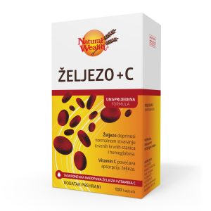 NATURAL WEALTH Željezo + C kapsule a 100