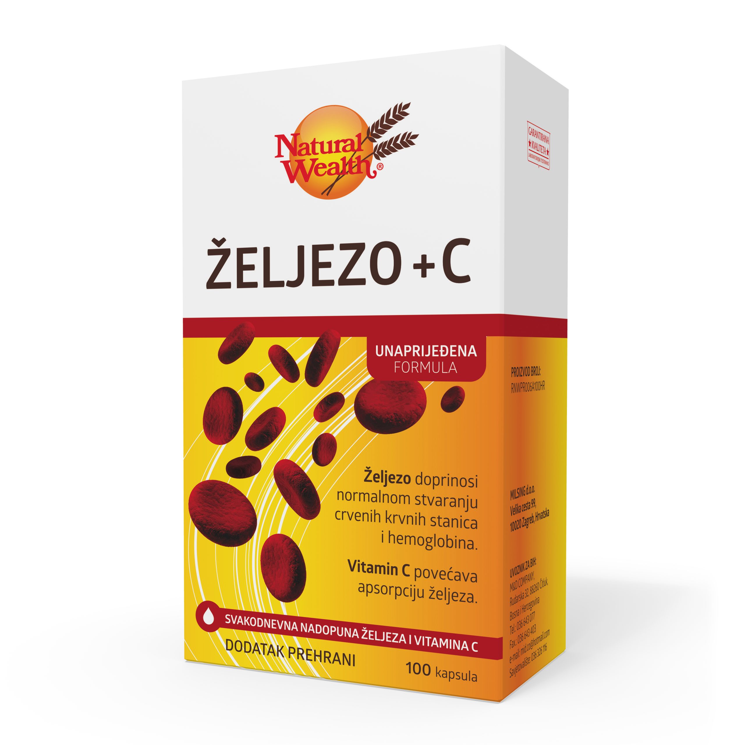 NATURAL WEALTH Željezo + C kapsule a 100