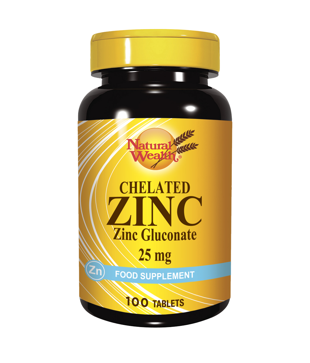 NATURAL WEALTH Kelatirani Cink 25mg tablete a 100