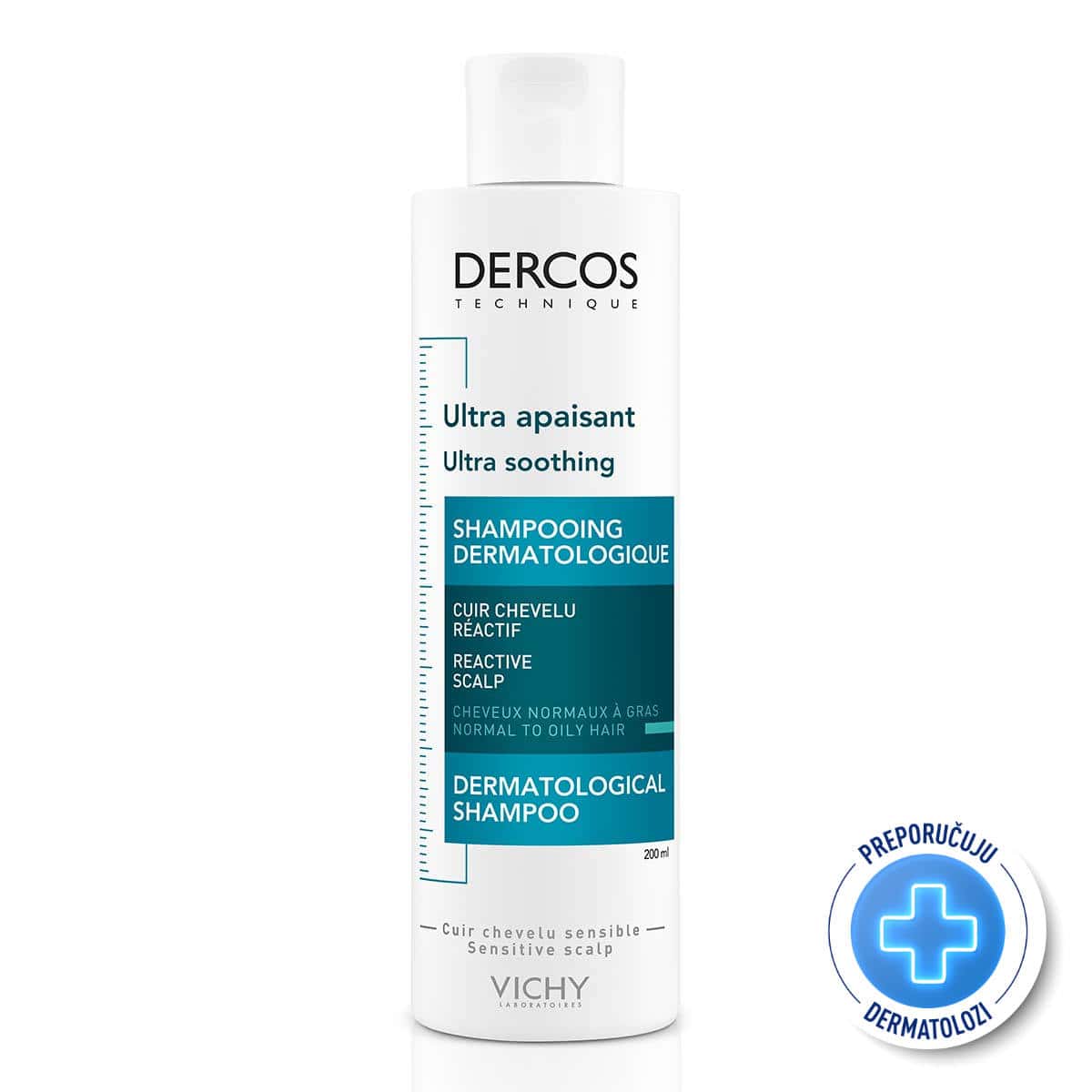 VICHY Dercos Sensitive šampon za normalnu i masnu kosu 200 ml