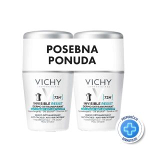 VICHY Deo Roll on 72h invisible resist protiv mrlja i nadraženosti 2x50 ml (sivi poklopac) PROMO