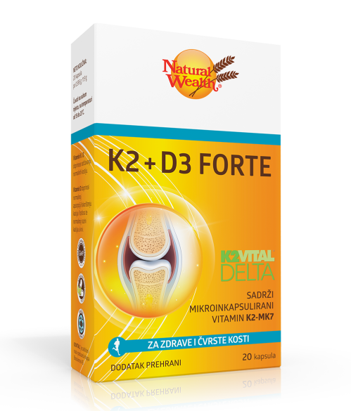 NATURAL WEALTH K2 + D3 Forte kapsule a 20