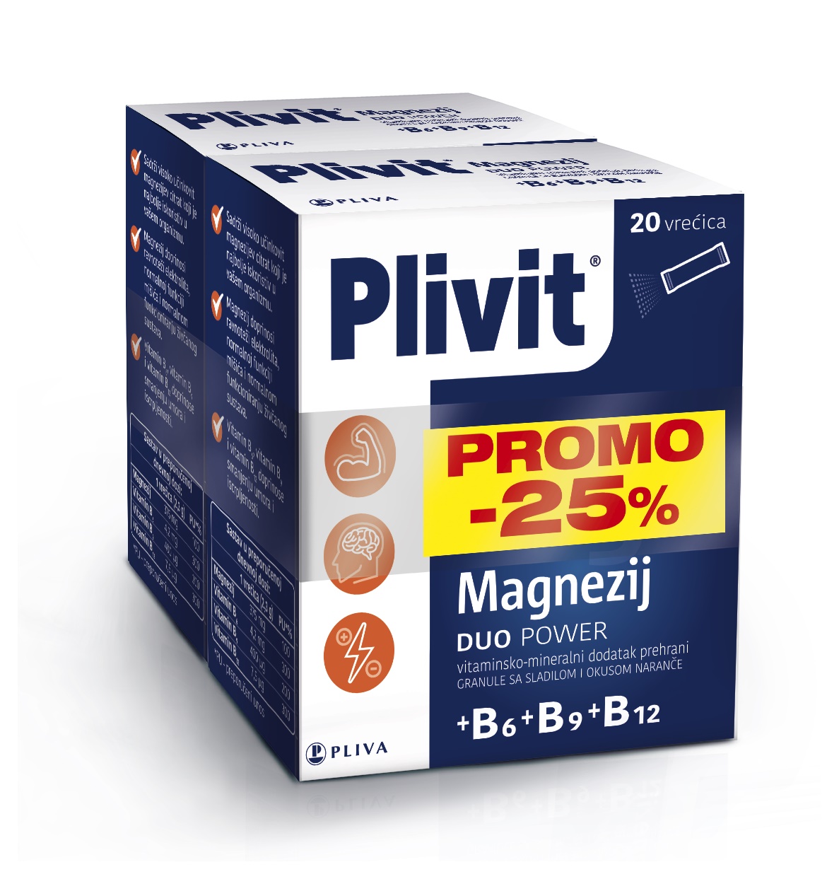 PLIVIT Magnezij+B6+B9+B12 Duo Power vrećice a 20 (PROMO -25%)